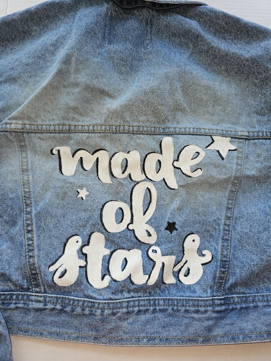 Cotton On Jackets & Blazers - Cotton On – Cropped Denim Jacket Made Of Star Painted On Back Sz 10